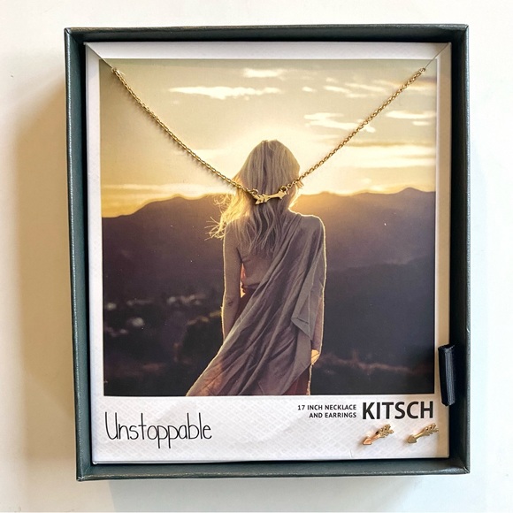 Kitsch Gold Plated Unstoppable  Arrows Necklace and Earring Set New - Picture 2 of 11